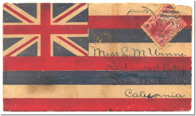Postcard with the flag of Hawaii