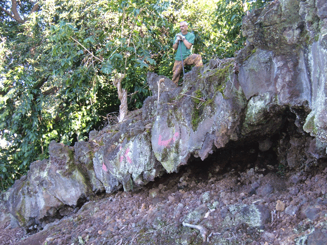 breaking off boulders