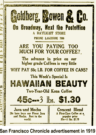 Kona Coffee advertising 1916