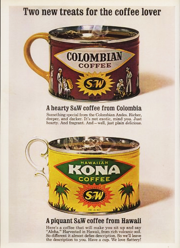 S&W Kona Coffee advertising from 1963
