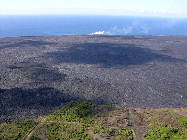 lava covered village